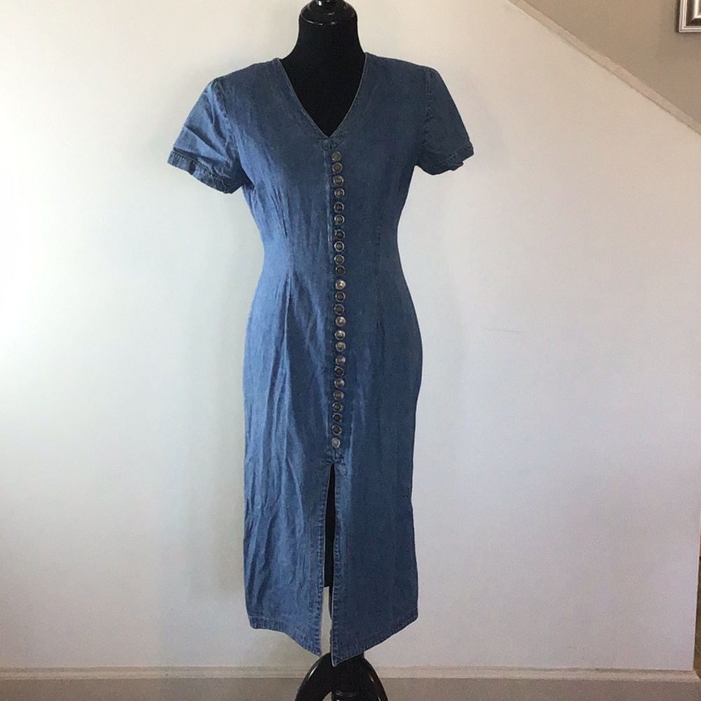 Denim button down dress